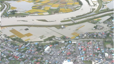 馬淵川のはん濫状況(青森県八戸市)
