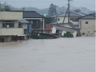 川内川の浸水状況(鹿児島県さつま町)