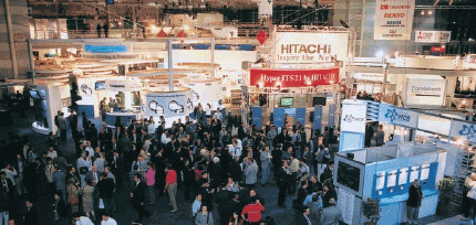 Photo image:Inside the Exhibition Hall of ITS World Congress