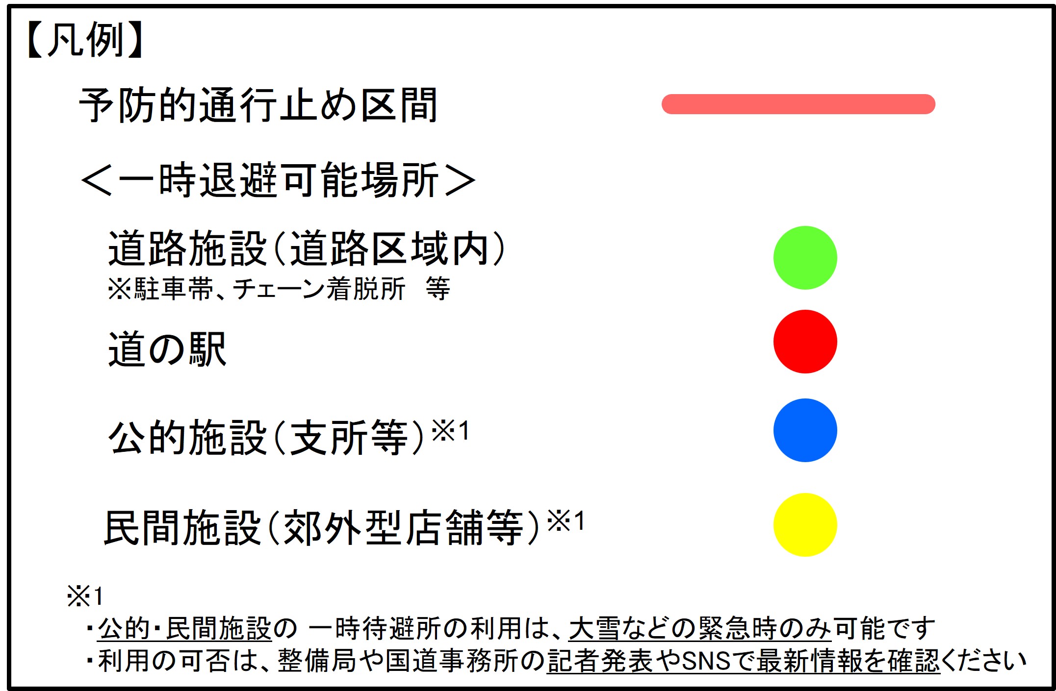一時退避凡例のイメージ
