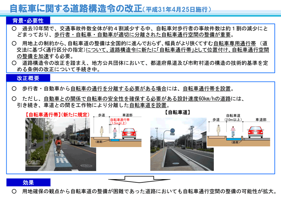 安全で快適な自転車利用環境創出ガイドライン 改正