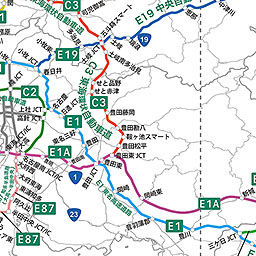 高速道路ナンバリング路線図 中部地方