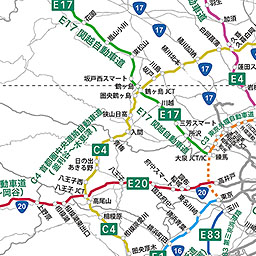 高速道路ナンバリング路線図 関東地方