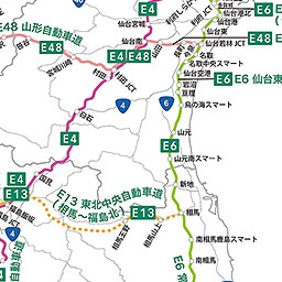 高速道路ナンバリング路線図 南東北地方