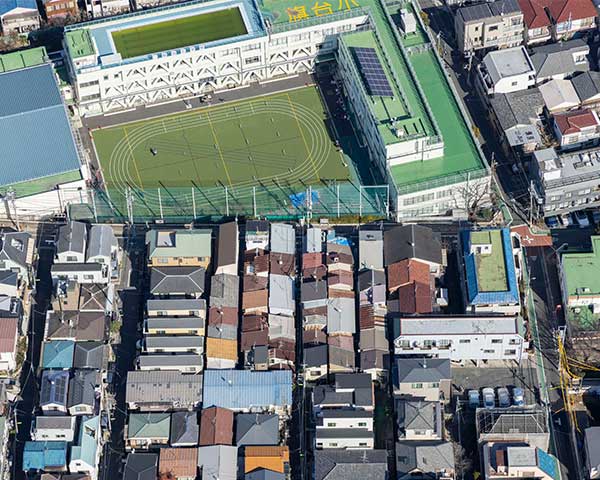 品川区旗の台四丁目周辺の航空写真（写真提供：品川区）