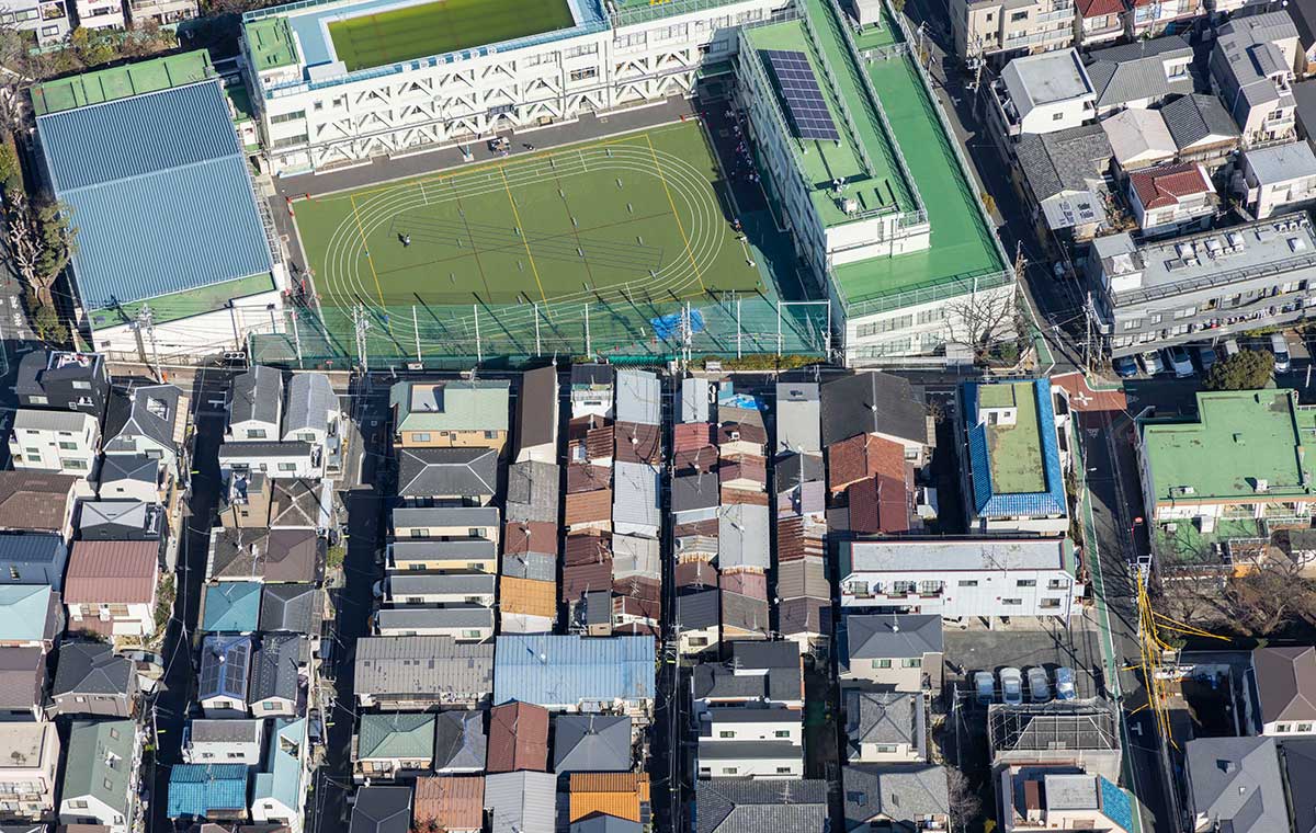 品川区旗の台四丁目周辺の航空写真（写真提供：品川区）