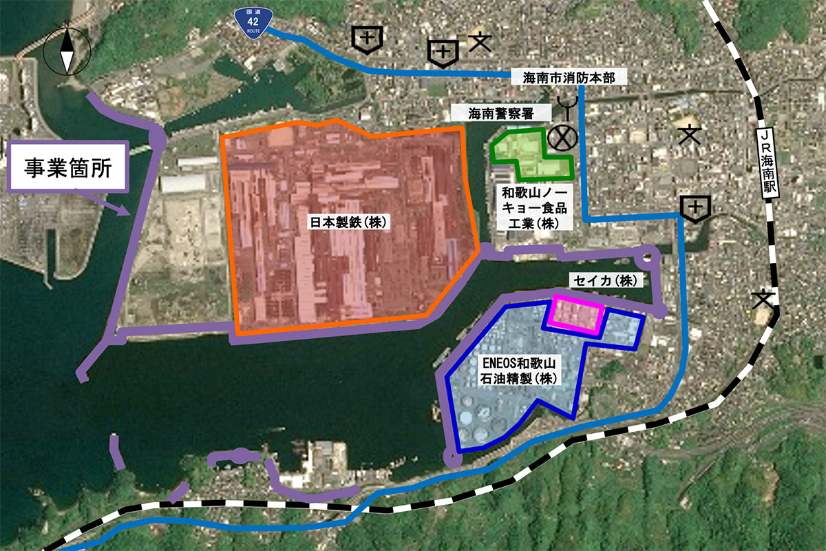 防護ラインと工場・市街地の状況（近畿地方整備局）
