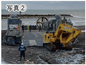 深見海岸 海側からの重機運搬(1月14 日)