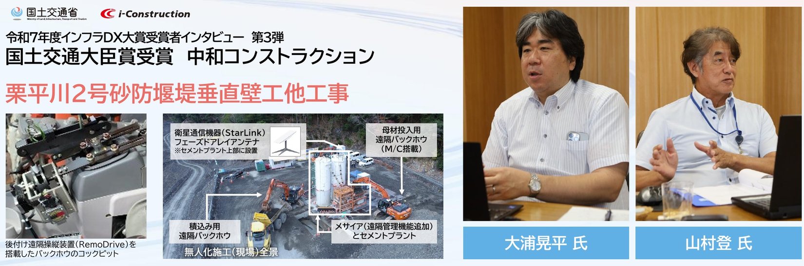 令和7年度インフラDX大賞受賞者インタビュー 第3弾 国土交通大臣賞受賞 中和コンストラクション 栗平川2号砂防堰堤垂直壁工他工事