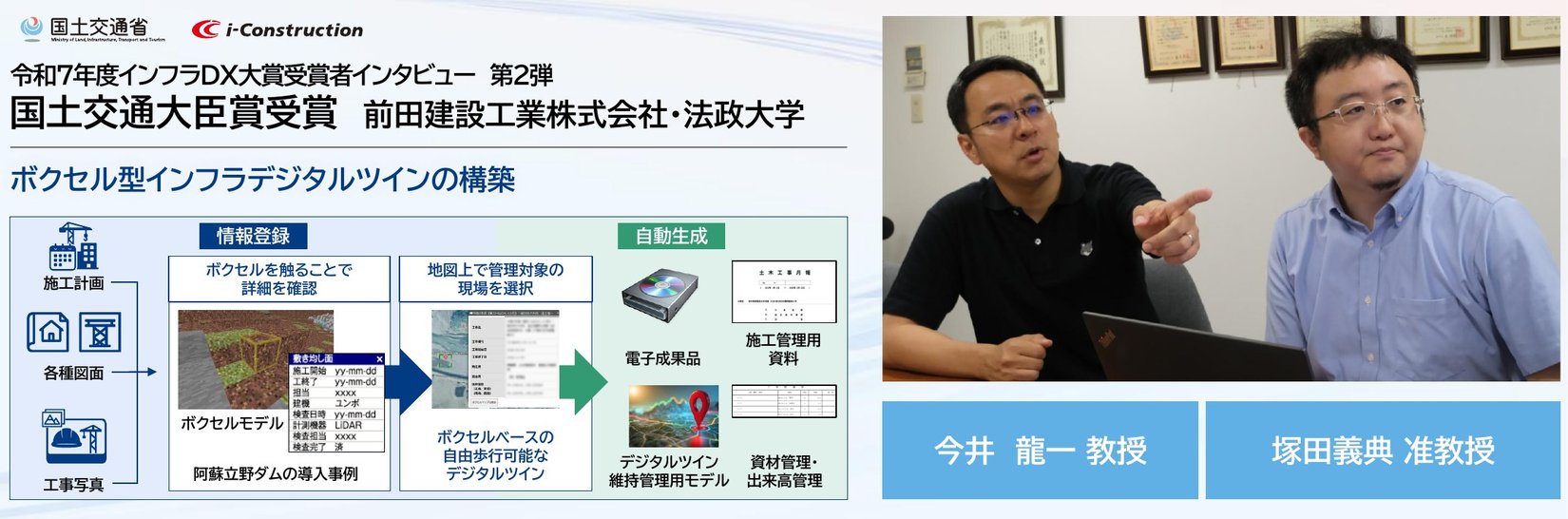 令和7年度インフラDX大賞受賞者インタビュー 第2弾 国土交通大臣賞受賞 前田建設工業株式会社・法政大学 ボクセル型インフラデジタルツインの構築